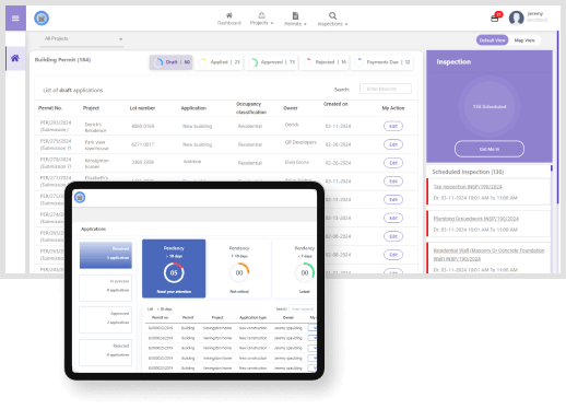 Online building plan and construction permit software for efficient application management